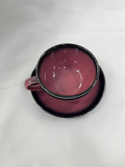 CAPPUCCINO CUP + SAUCER - CLARET