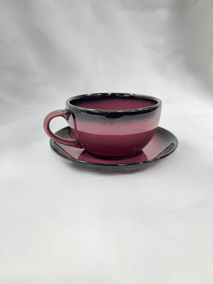 CAPPUCCINO CUP + SAUCER - CLARET